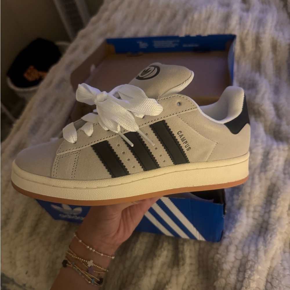 Adidas White and Black Logo Sneakers